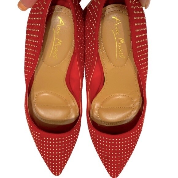 Anne Michelle Gold-Studded Pumps - Picture 2 of 8